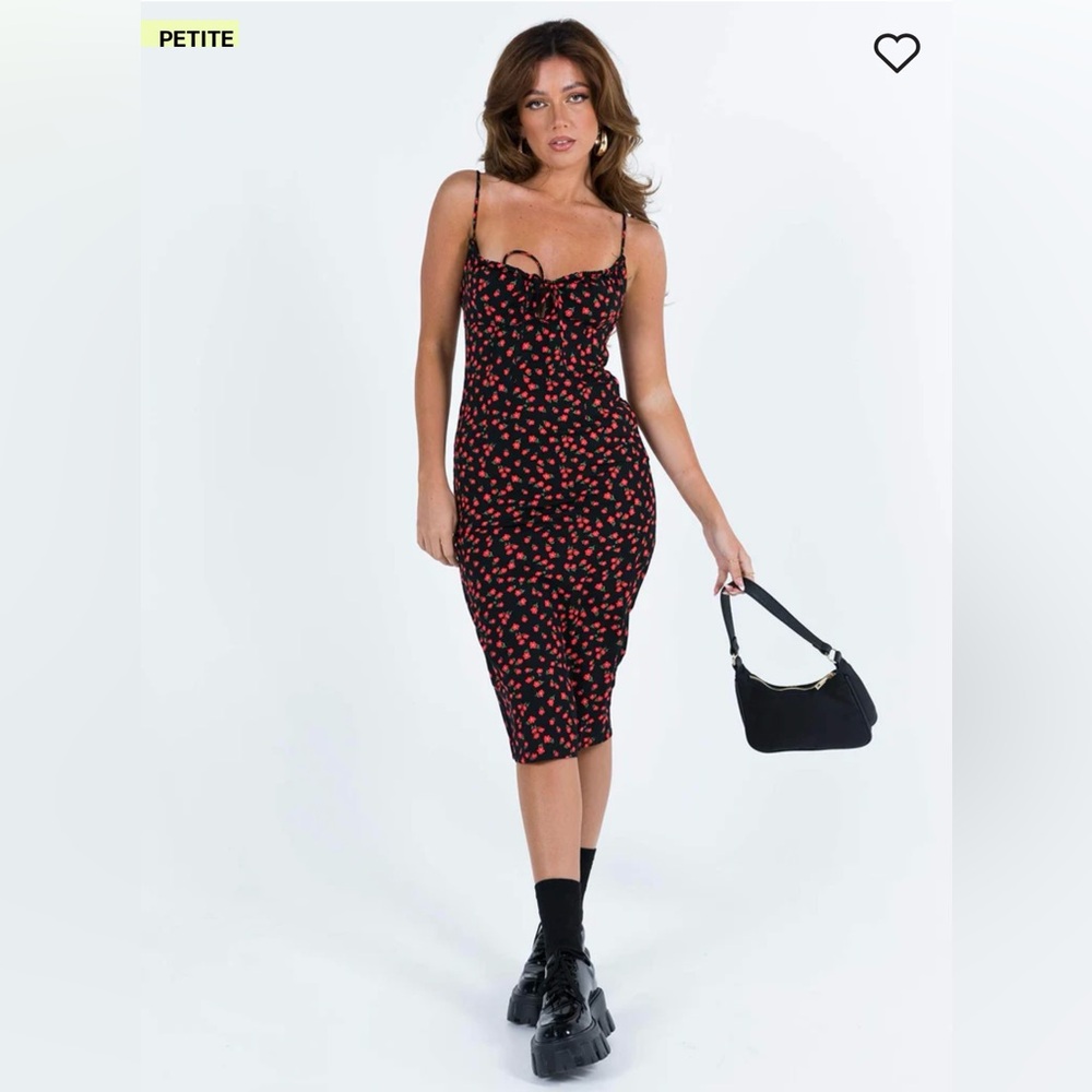 NWT Princess Polly Noda Midi Dress Black/Red